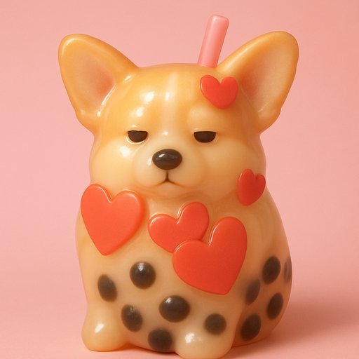 Corgi in Bubble Tea Boba style