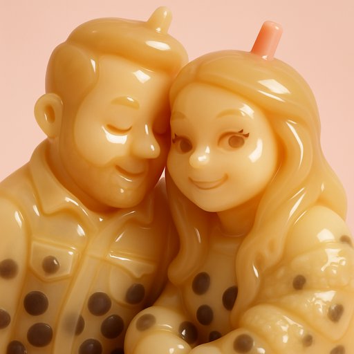 Couple in Bubble Tea Boba style