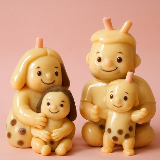 Family in Bubble Tea Boba style