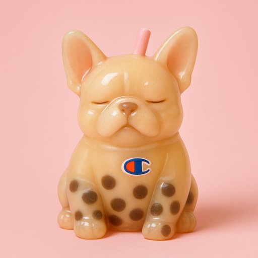 French Bulldog in Bubble Tea Boba style