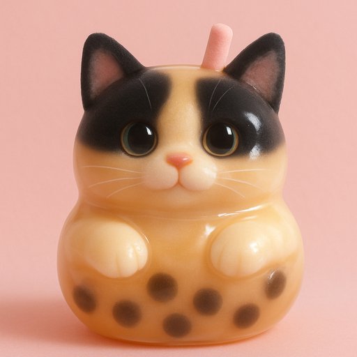 Orange Tabby Cat in Bubble Tea Boba style