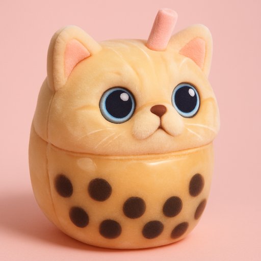 Persian Cat in Bubble Tea Boba style