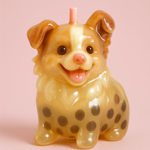 Pomeranian in Bubble Tea Boba style