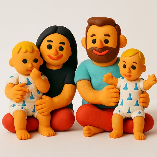 Family in Clay/Play-Doh style