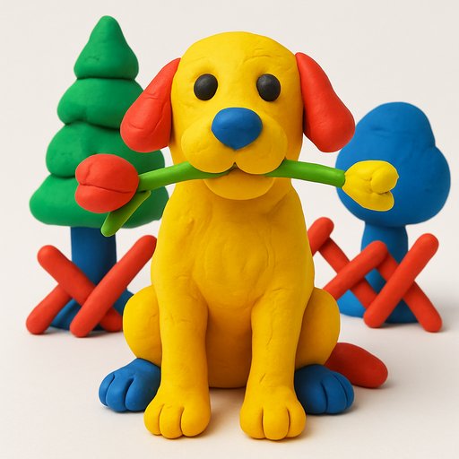 Golden Retriever in Clay/Play-Doh style