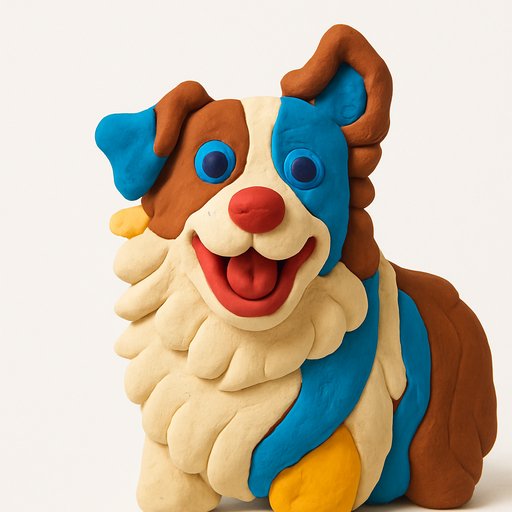 Pomeranian in Clay/Play-Doh style