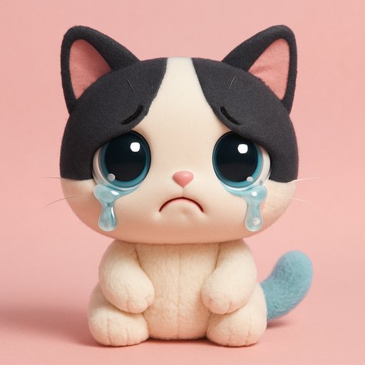 Orange Tabby Cat in Crybaby/Sad-Cute style