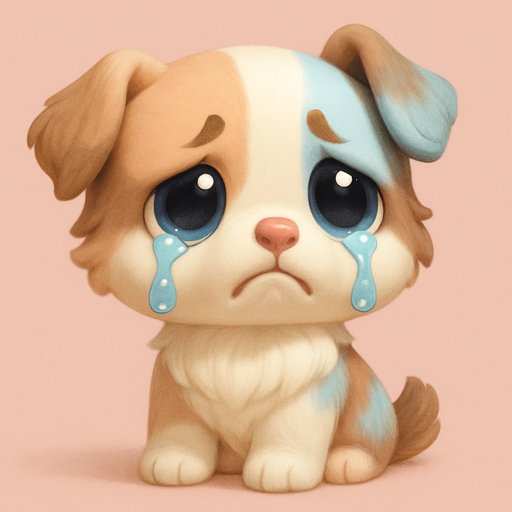 Pomeranian in Crybaby/Sad-Cute style