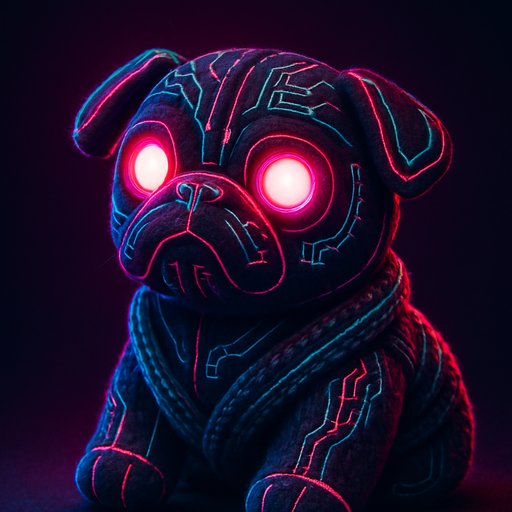 Pug Cyberpunk/Neon plushy toy
