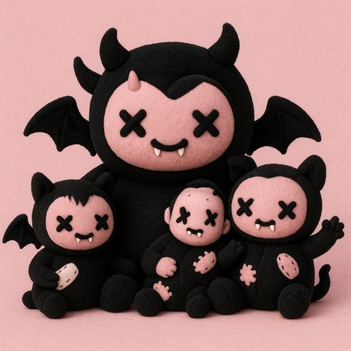 Family in Dark Kawaii/Creepy Cute style