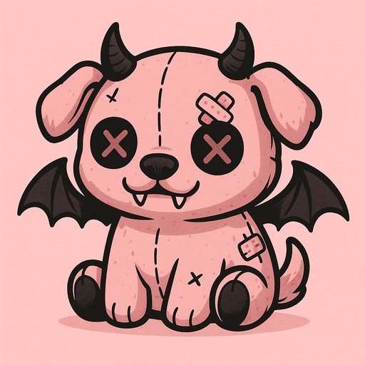 Golden Retriever in Dark Kawaii/Creepy Cute style