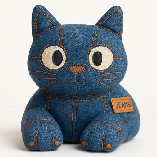 Orange Tabby Cat in Denim/Jean style