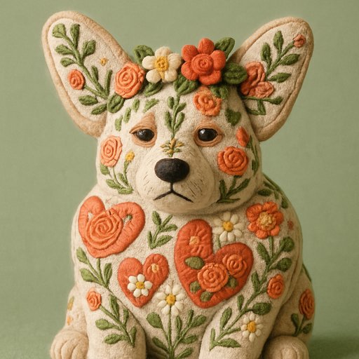 Corgi Floral/Botanical plushy toy