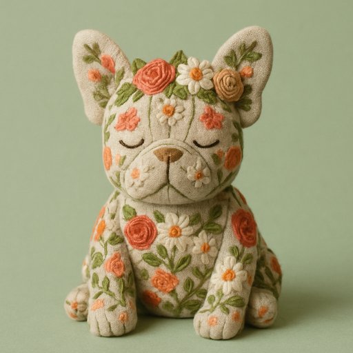 French Bulldog in Floral/Botanical style