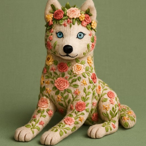 Husky Floral/Botanical plushy toy