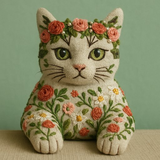Orange Tabby Cat in Floral/Botanical style