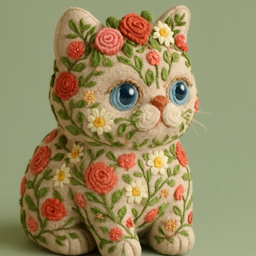Persian Cat in Floral/Botanical style
