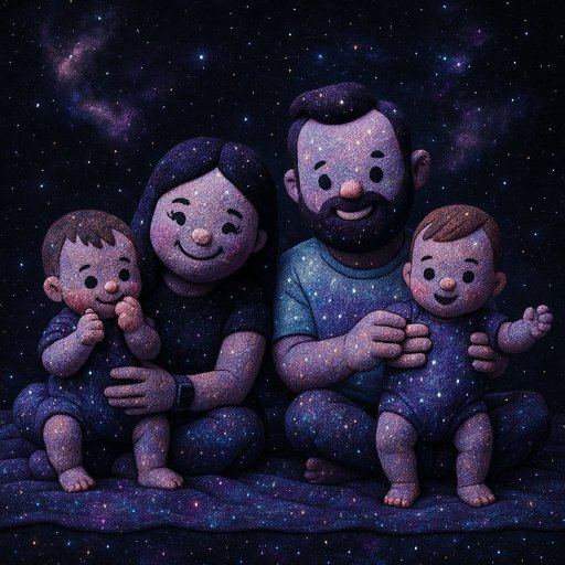 Family in Galaxy/Cosmic style