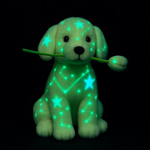 Golden Retriever in Glow-in-the-Dark style