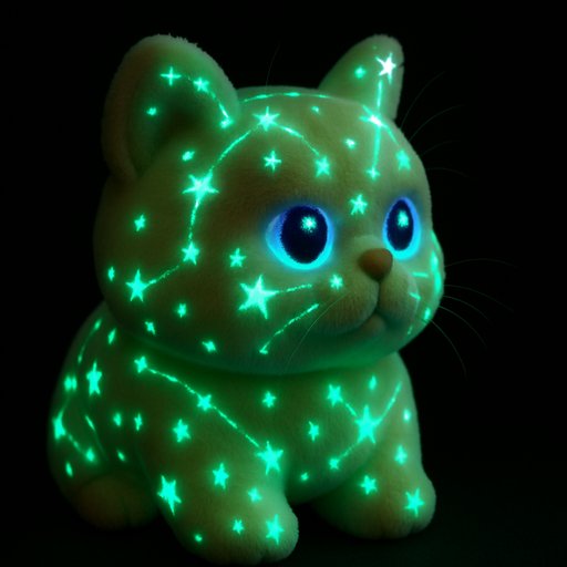 Persian Cat in Glow-in-the-Dark style