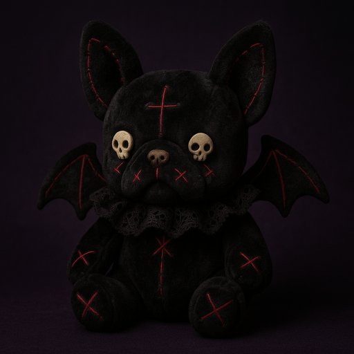 French Bulldog in Goth/Dark style