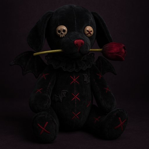 Golden Retriever in Goth/Dark style