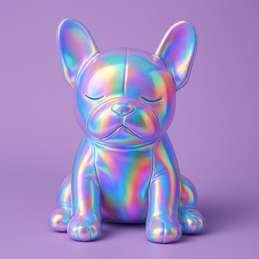 French Bulldog in Holographic/Iridescent style