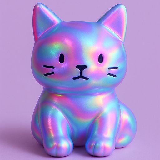 Orange Tabby Cat in Holographic/Iridescent style