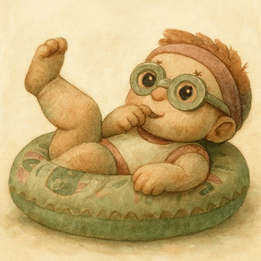 Baby in Japanese Hand-Painted Animation style
