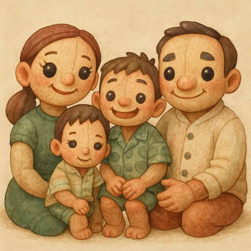 Japanese Hand-Painted Animation Family variant 3