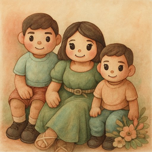 Japanese Hand-Painted Animation Family variant 4