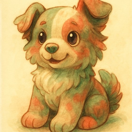Pomeranian in Japanese Hand-Painted Animation style