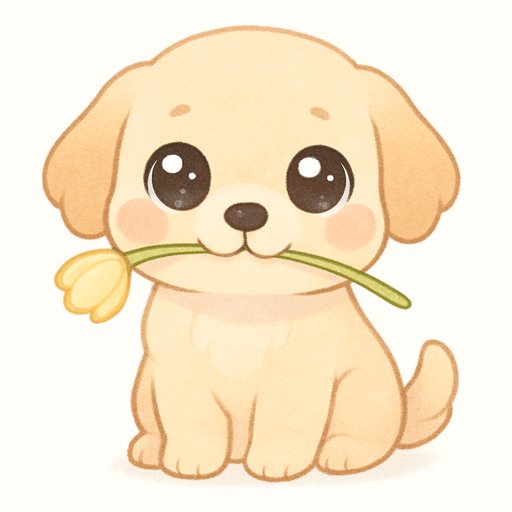 Golden Retriever in Kawaii style