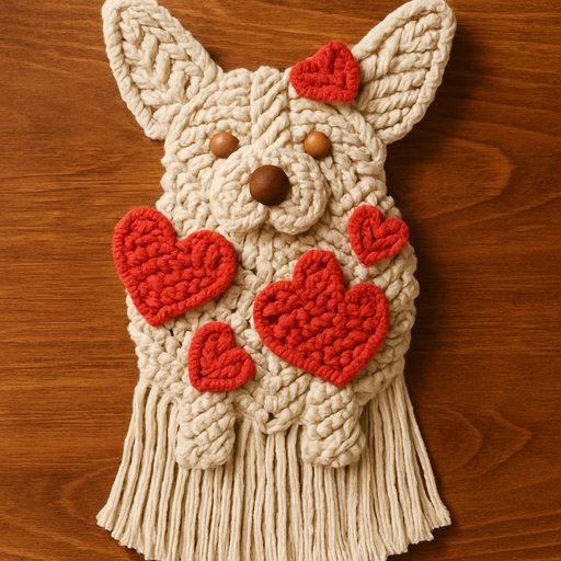 Corgi in Macrame/Knotted Rope style