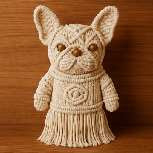 French Bulldog in Macrame/Knotted Rope style