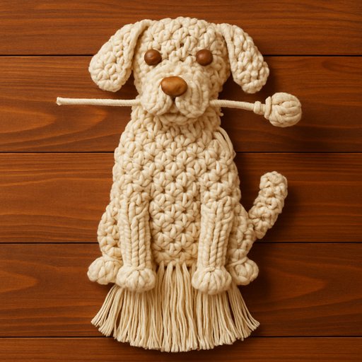 Golden Retriever in Macrame/Knotted Rope style