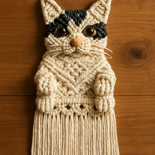 Orange Tabby Cat in Macrame/Knotted Rope style