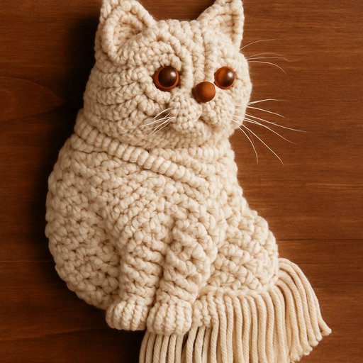 Persian Cat in Macrame/Knotted Rope style