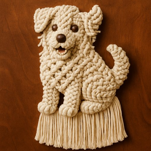 Pomeranian in Macrame/Knotted Rope style