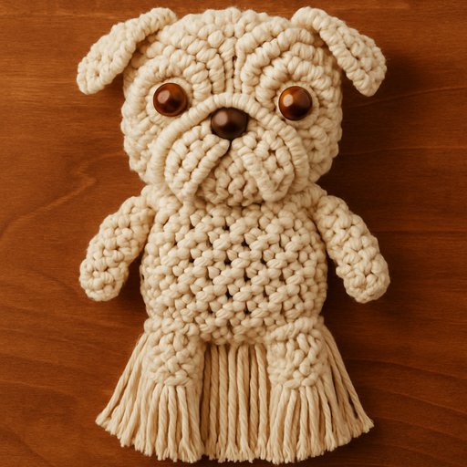 Pug in Macrame/Knotted Rope style