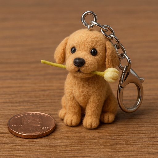 Golden Retriever in Miniature/Keychain style