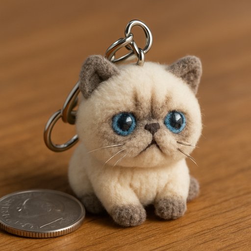 Persian Cat in Miniature/Keychain style