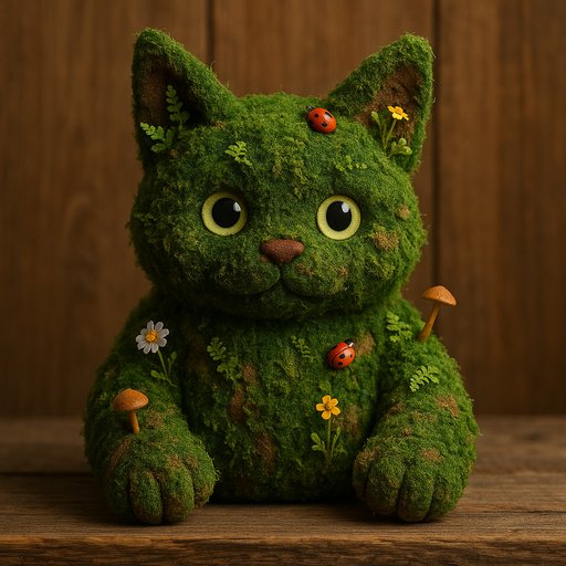 Orange Tabby Cat in Moss/Living Plant style