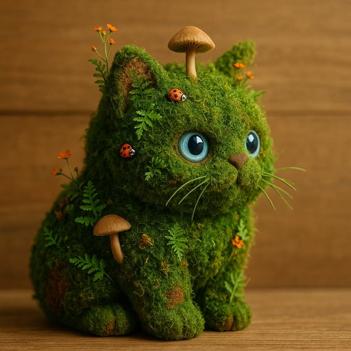 Persian Cat in Moss/Living Plant style