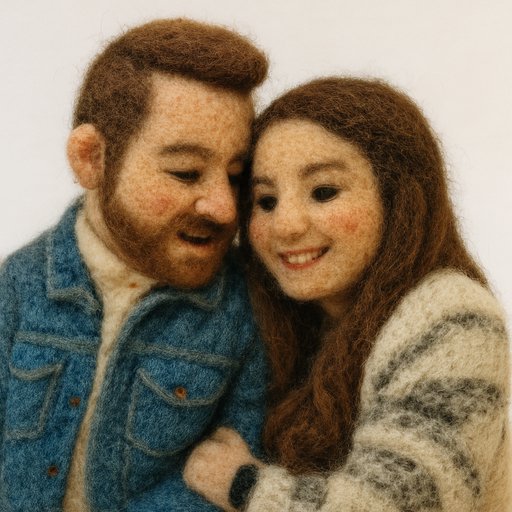 Couple Needle Felt plushy toy transformation