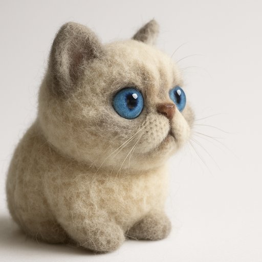 Persian Cat Needle Felt plushy toy transformation