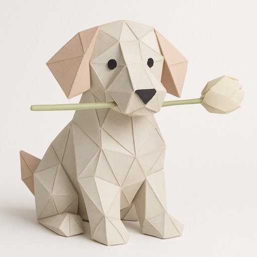Golden Retriever in Origami/Paper style