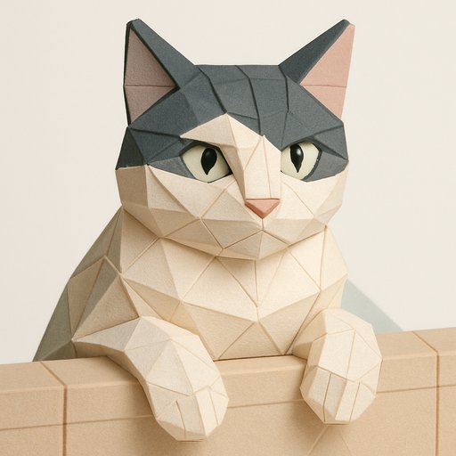 Orange Tabby Cat in Origami/Paper style
