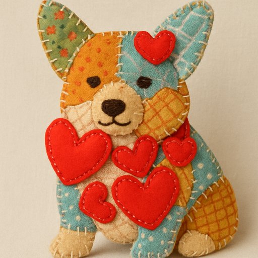 Corgi in Patchwork/Quilted style