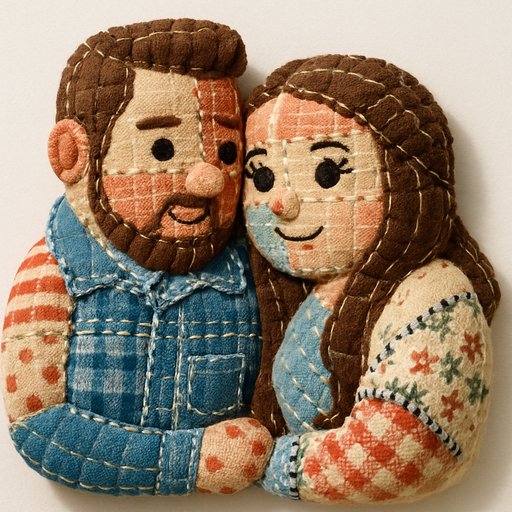 Couple in Patchwork/Quilted style
